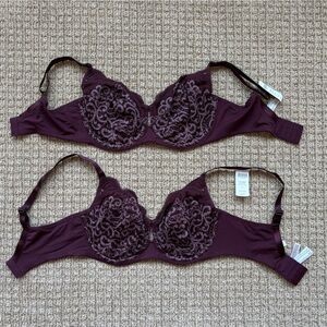 NWT Soma modal and lace full coverage unlined bras in Merlot